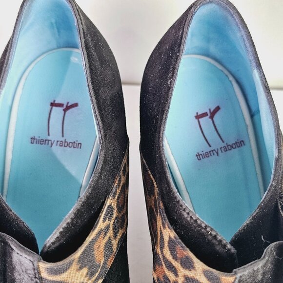 Vintage Thierry Rabotin Black Suede Leopard Mary Jane Chunk Heels, Italy, 38 1/2 - Picture 8 of 11